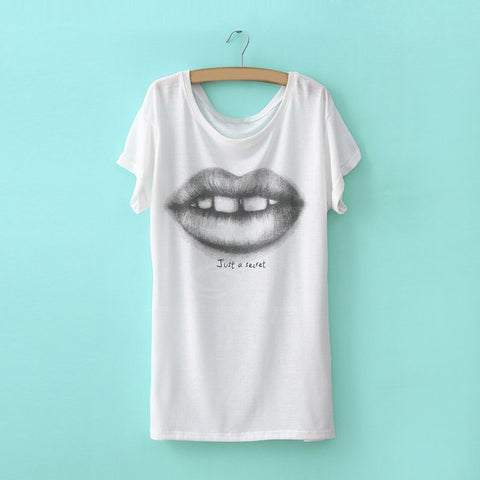 Special Print Cotton Blend Scoop Neck Short Sleeves Casual Style Women's T-Shirt