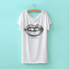 Special Print Cotton Blend Scoop Neck Short Sleeves Casual Style Women's T-Shirt