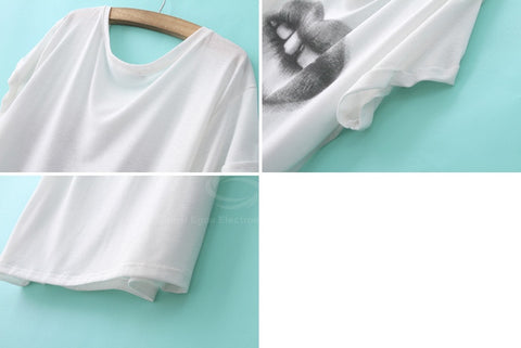 Special Print Cotton Blend Scoop Neck Short Sleeves Casual Style Women's T-Shirt