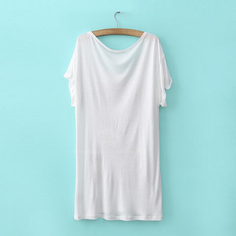 Scoop Neck Grimace Pattern Short Sleeve White Women's T-Shirt