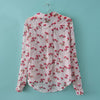 Ladylike Floral Print Chiffon Women's Long Sleeve Button Down Shirt