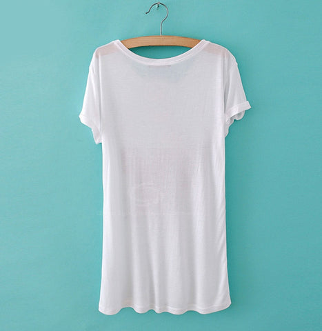 Street Style Cute Kitten Print Short Sleeve Women's T-Shirt