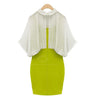 Modern Style Dress Shirt and High Waist Skirt WHITE and GREEN