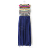 Long Maxi Bohemian Print Pattern Dress BLUE