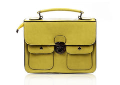 School University College Bag Tote and Rivets Design Shoulder Bag For Women YELLOW