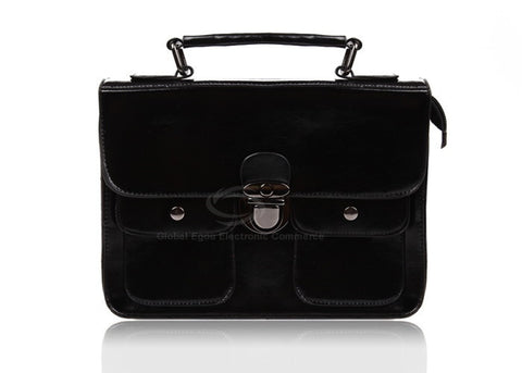 School University College Bag Tote and Rivets Design Shoulder Bag For Women BLACK