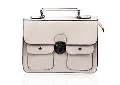 School University College Bag Tote and Rivets Design Shoulder Bag For Women WHITE