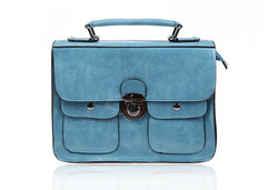 School University College Bag Tote and Rivets Design Shoulder Bag For Women BLUE