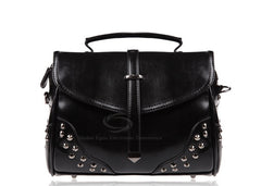 Studs Bag Hand Rivets Design Solid Color Shoulder Bag For Women BLACK