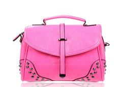 Studs Bag Hand Rivets Design Solid Color Shoulder Bag For Women PINK
