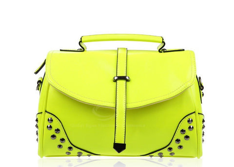 Studs Bag Hand Rivets Design Solid Color Shoulder Bag For Women YELLOW