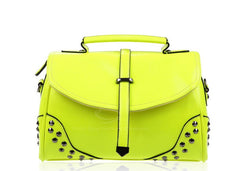 Studs Bag Hand Rivets Design Solid Color Shoulder Bag For Women YELLOW