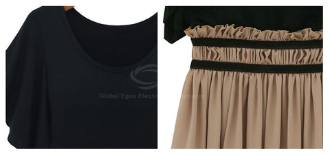 Long Dress Modal and Chiffon Long Skirt and Shirt BLACK and KHAKI