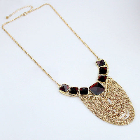Chic Style Tassels and Faux Gem Embellished Women's Necklace