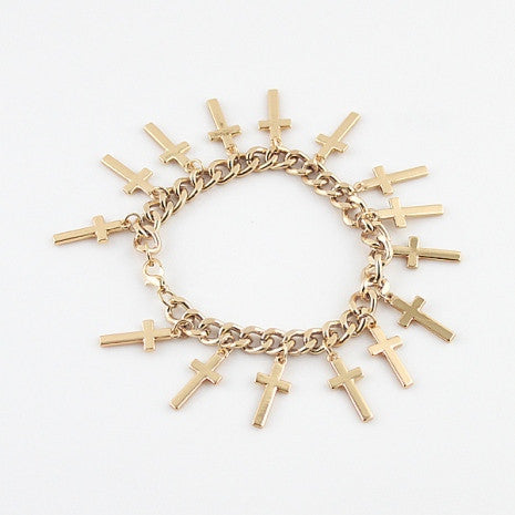 Retro Style Cross Pendant Embellished Women's Alloy Bracelet