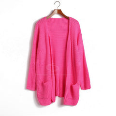 Small Braids Acrylic Cardigan Sweater ROSE