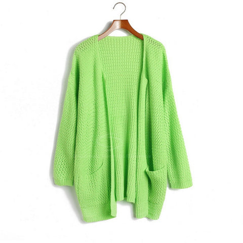 Small Braids Acrylic Cardigan Sweater DEEP GREEN
