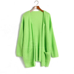Small Braids Acrylic Cardigan Sweater DEEP GREEN