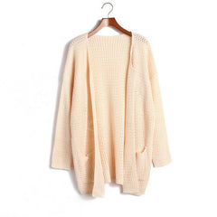 Small Braids Acrylic Cardigan Sweater APRICOT