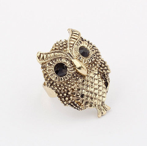 Retro Style Chic Owl Shape Alloy Finger Ring For Women