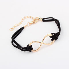 Fashionable Personalized Style Bowknot Shape PU Leather Bracelet For Women BLACK