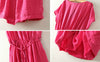 Flounce Short Sleeves Dress V-Neck in Cotton PINK