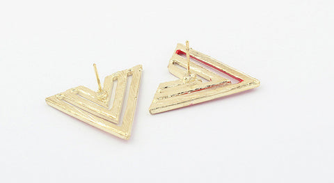 Pair of Triangle Shape Hollow Stud Earrings For Women