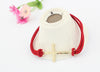 Simple Hot Sale Bilayer Leather Embellished Women's Cross Shape Bracelet RED
