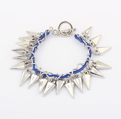 Vintage Women's Taper Shaped Pendant Ribbon Chain Bracelet BLUE