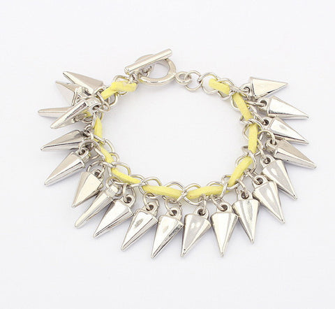 Vintage Women's Taper Shaped Pendant Ribbon Chain Bracelet YELLOW