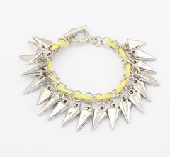 Vintage Women's Taper Shaped Pendant Ribbon Chain Bracelet YELLOW