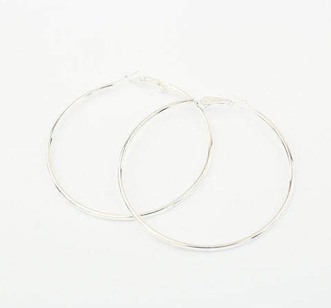 Pair Of Exaggerated Chic Style Solid Color Women's Alloy Hoop Earrings SILVER