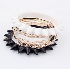 Fashion Punk Vivid Rivet Embellished Women's Multi-Layered Bracelet BLACK