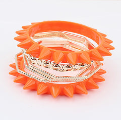 Fashion Punk Vivid Rivet Embellished Women's Multi-Layered Bracelet ORANGE
