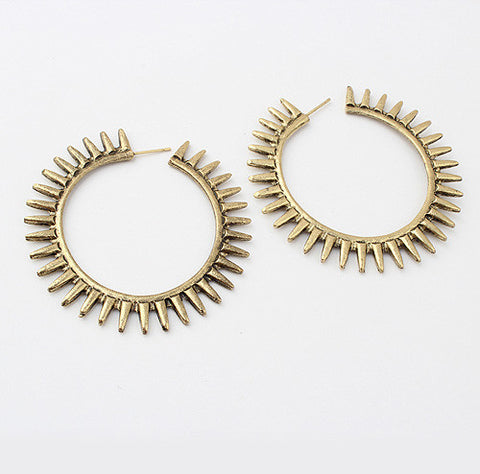 Pair of Vintage Women's Rivet Embellished Round Earrings