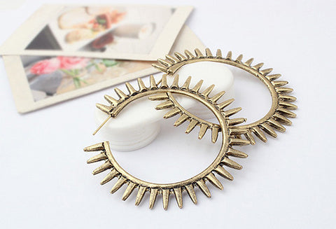 Pair of Vintage Women's Rivet Embellished Round Earrings