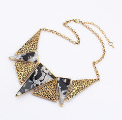 Exquisite Fashion Women's Figured Triangle Stone Embellished Pendant Alloy Necklace