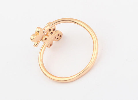 Sweet Chic Style Rhinestoned Women's Two Butterflies Shape Ring