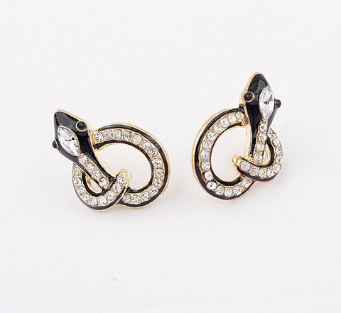 Pair Of Vintage Chic Style Rhinestoned Women's Alloy Snake Shape Earrings