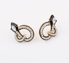 Pair Of Vintage Chic Style Rhinestoned Women's Alloy Snake Shape Earrings