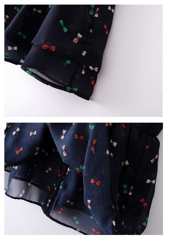 Short Sleeves Shirt Blouse Colored Bows