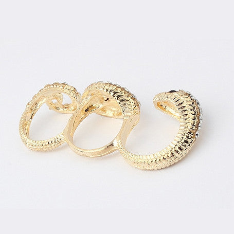 Dazzling Cute Rhinestone Embellished Women's Dancing Snake Shaped Finger Ring