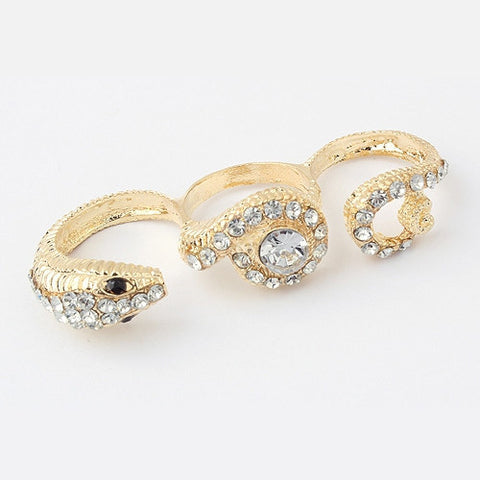 Dazzling Cute Rhinestone Embellished Women's Dancing Snake Shaped Finger Ring