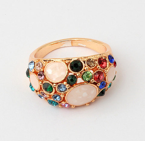 Gorgeous Multi-Colored Women's Rhinestone Embellished Alloy Finger Ring