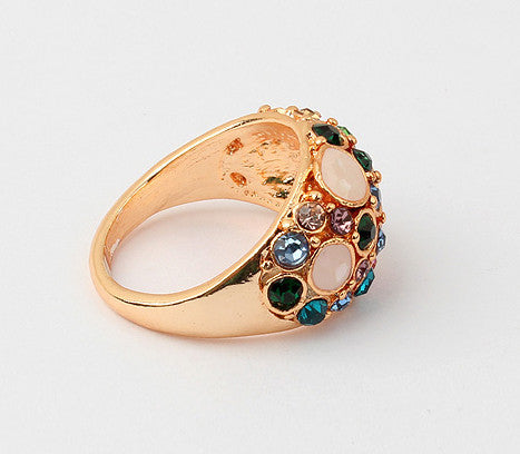 Gorgeous Multi-Colored Women's Rhinestone Embellished Alloy Finger Ring