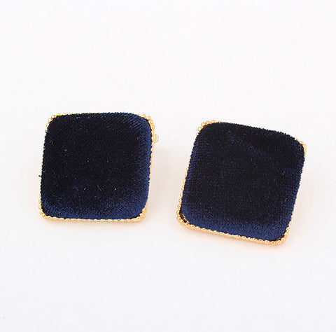 Pair of Flannelette Decorated Geometric Squares Shape Stud Earrings For Women