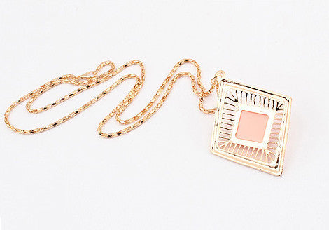 Stylish Openwork Square Shaped Sweater Chain Necklace For Women