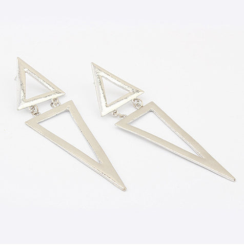 Pair of Exaggerated Women's Triangle Long Alloy Earrings