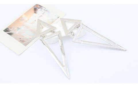 Pair of Exaggerated Women's Triangle Long Alloy Earrings