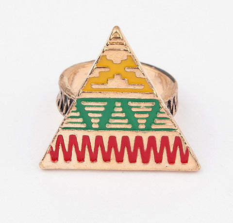 Fashion Vintage Stripe Embellished Women's Triangle Alloy Finger Ring